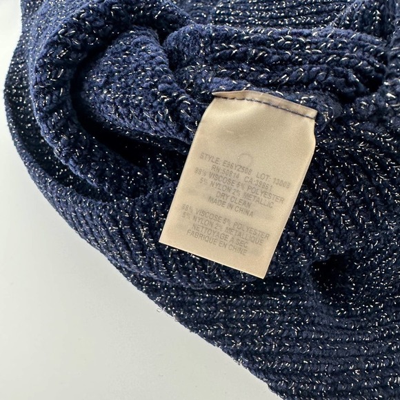 Elie Tahari Womens Heavy Knit Metallic Pullover Sweater Knitted Blue Size M - Picture 8 of 12